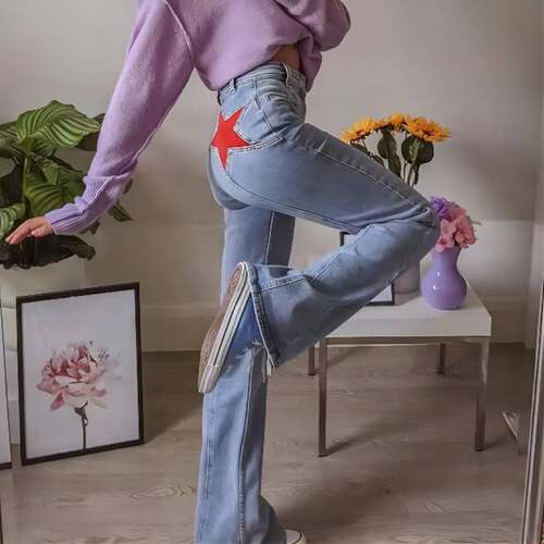牛仔微喇裤女牛仔微喇裤女