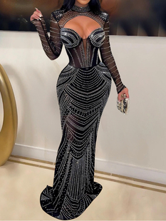 long sleeve gilded Solid 网纱长袖 mesh dress 烫金连衣裙 color