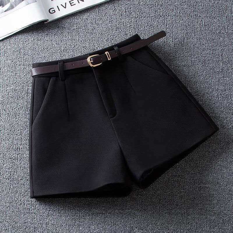 Fashion Solid High Waist A-line Shorts 时尚纯色高腰A字短裤女