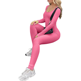 hip neck lift sexy Threaded jumpsui螺纹提臀性感连体裤 square