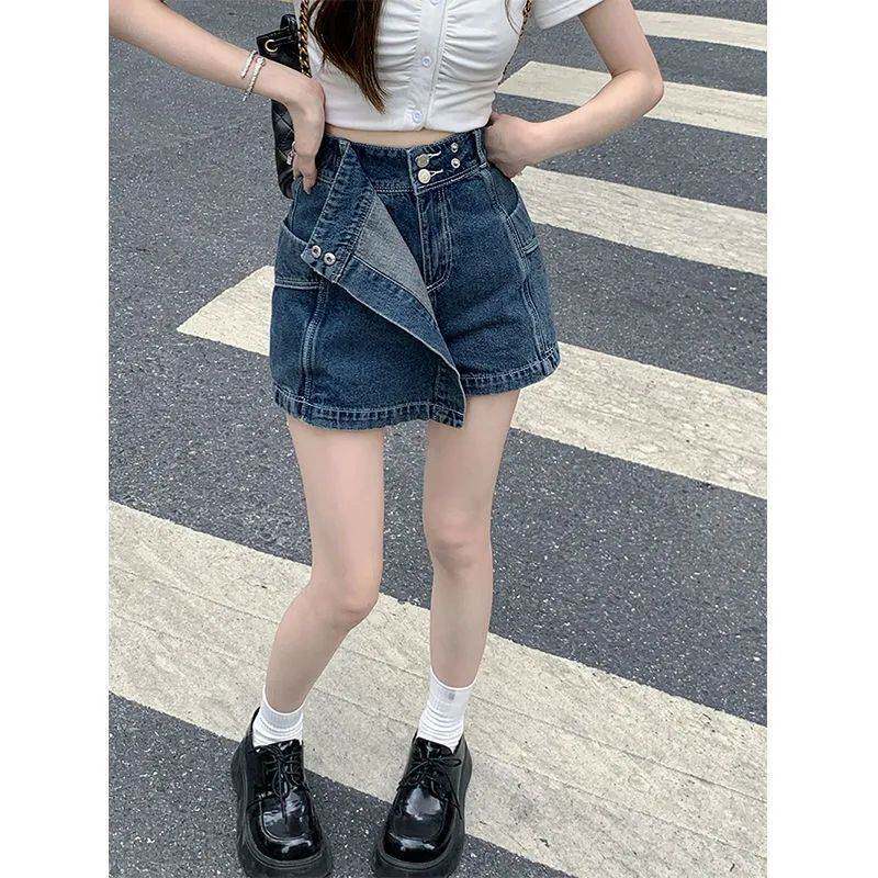 Fashion High Waist A-line Denim Shorts 时尚高腰A字牛仔短裤女