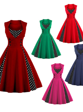 Fashion patchwork large swing dress for wome拼接大摆裙连衣裙