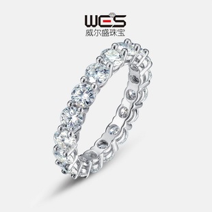 新款围镶璀璨莫桑石戒指男女S925银镀18K金镶嵌彩宝宝石指戒时尚