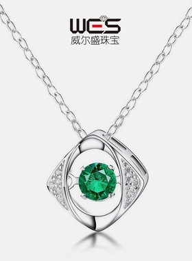 灵动恶魔之眼项链S925银镀18K金镶嵌彩宝宝石培育祖母绿锁骨链