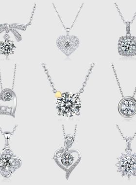 璀璨莫桑石项链S925银镀18K金镶嵌彩宝宝石镶锁骨链轻奢时尚