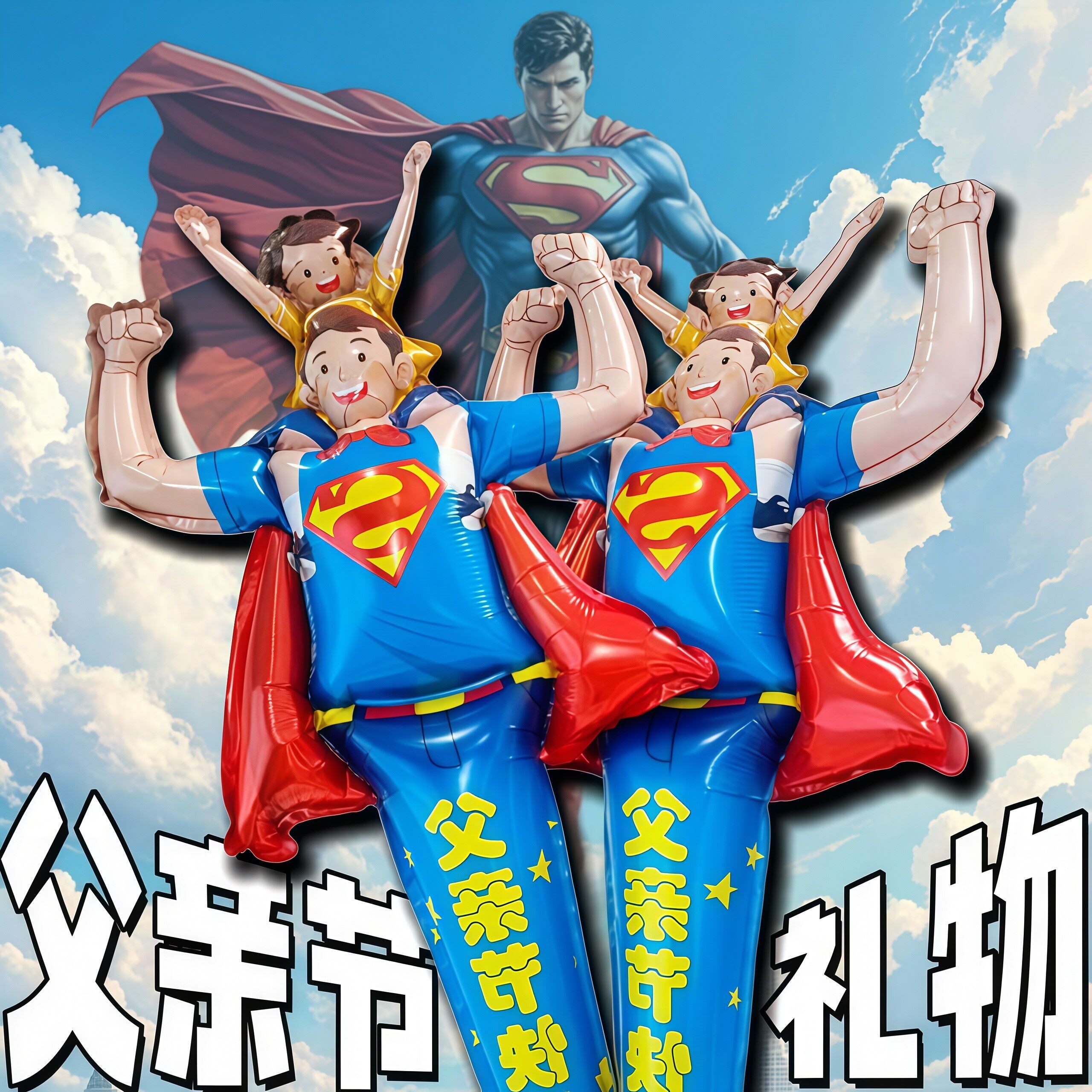 超人爸爸手棒气球父亲节礼物