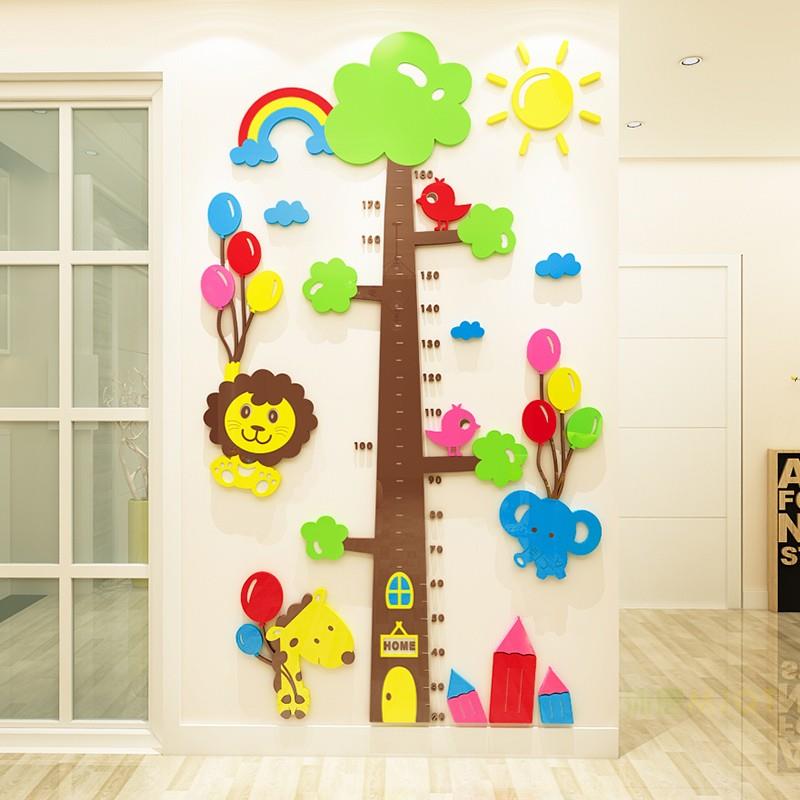 大树动物身高贴3d立体墙贴儿童房幼儿园墙壁装饰贴画宝宝量身高尺图片