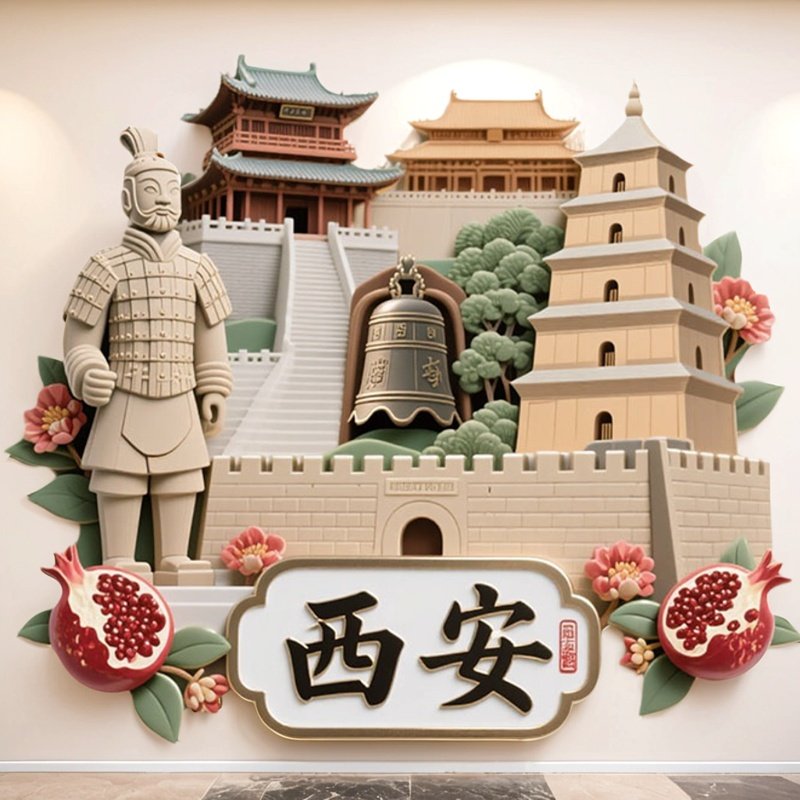 西安3D立体金属强磁冰箱贴秦兵马俑古建筑文创旅游纪念品装饰礼品