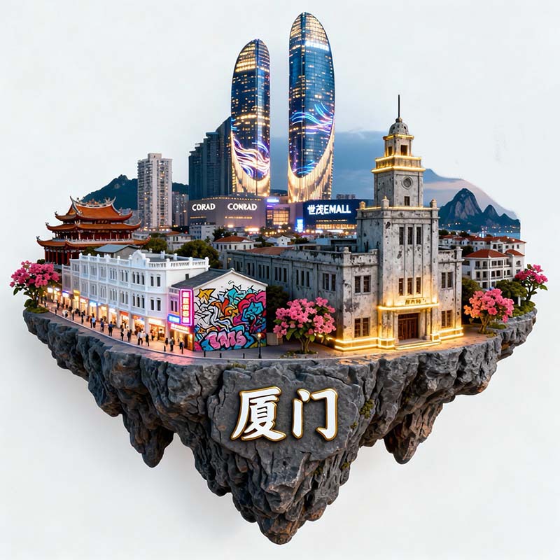 厦门城市风景金属强磁冰箱贴