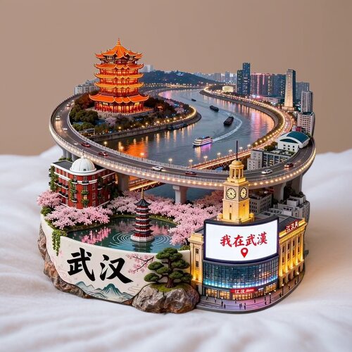 武汉城市建筑模型金属冰箱贴礼品