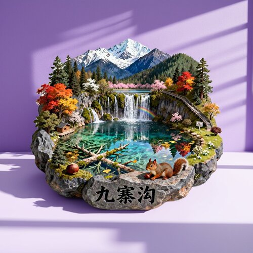 九寨沟山水立体金属文创冰箱贴