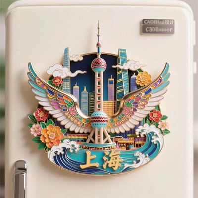 中国上海东方明珠金属冰箱贴磁贴