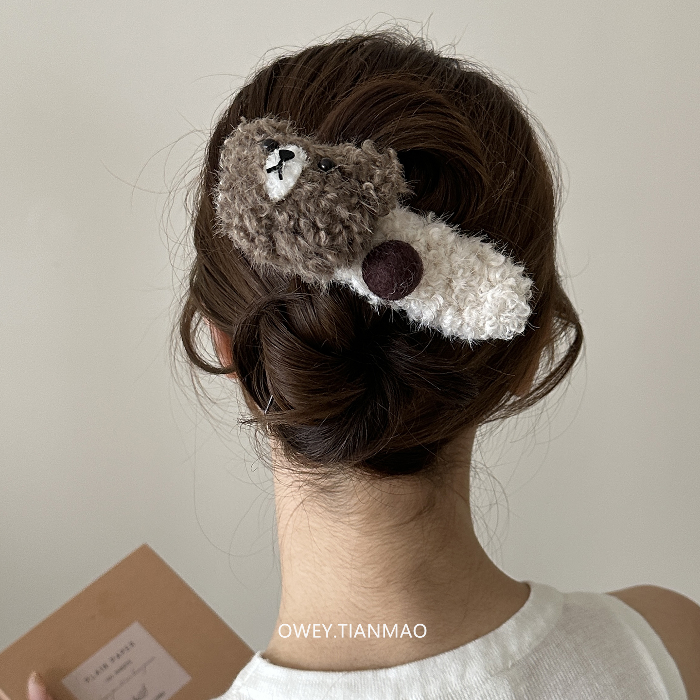 毛绒绒小熊玩偶时髦洋气甜美发夹