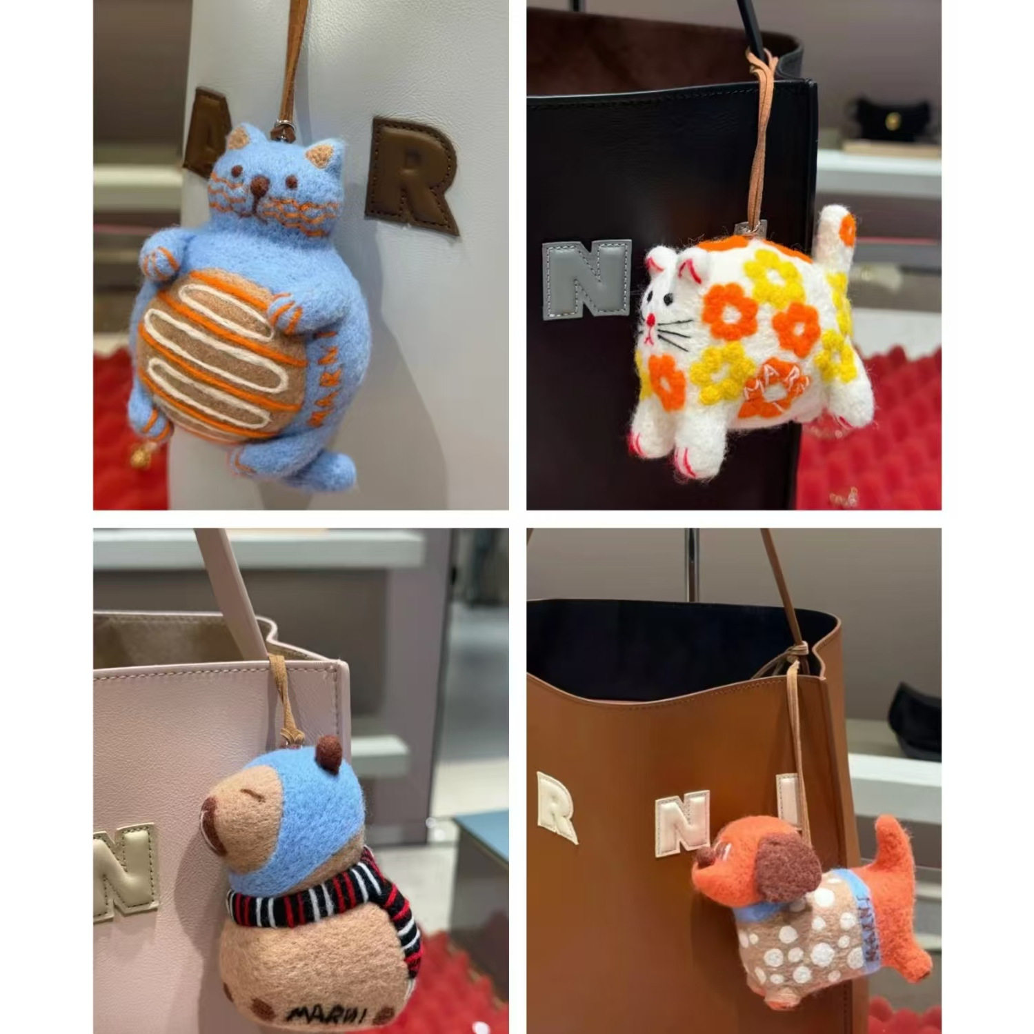 安安羊毛毡包挂饰花猫咪小狗龙猫卡皮巴拉手工包挂件高品质小众