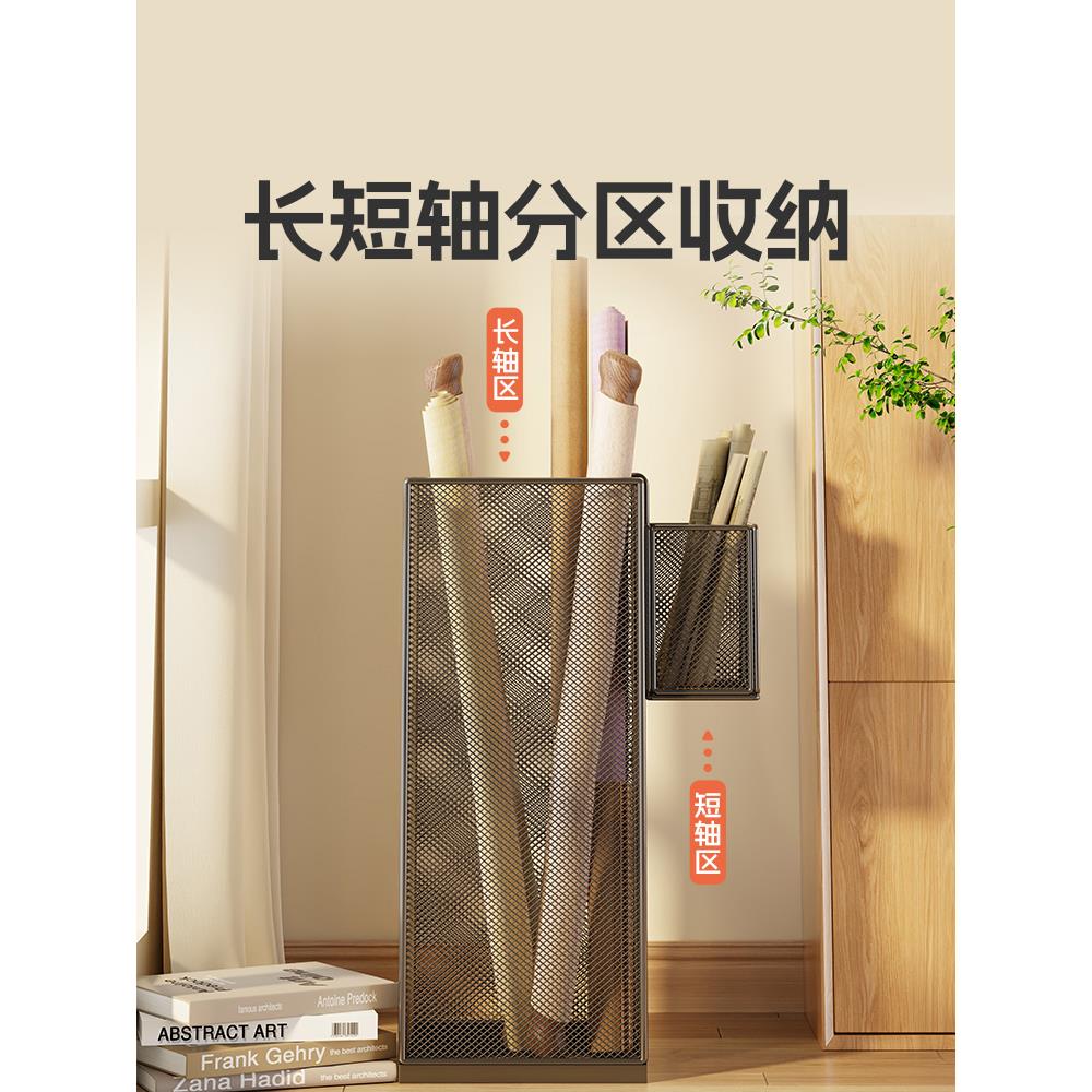 书画收纳桶字画收纳筐书法作品收纳篮子国画宣纸收纳筒书画收纳筐字画收纳筒书画纸宣纸图纸收纳篮铁艺卷轴桶图片