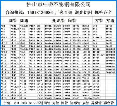 304不锈钢管圆管方管10*20*30*40*50*60*70*80*100mm拉丝装饰扁通