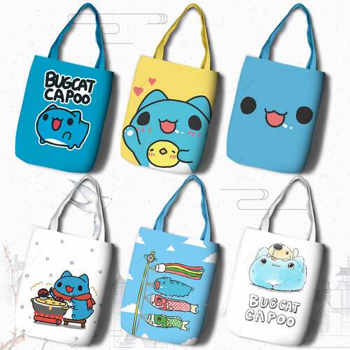 貓貓蟲 咖波 BUG CAT CAPOO 购物袋 可爱印花帆布单肩包手提拎包