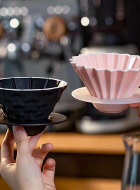 手冲咖啡家用山文62折纸冰球无托V60滤杯托无底杯架