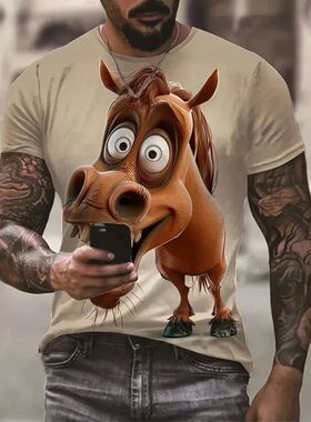 Men's T-shirt 3D printed short sleeved shirt 男T恤3d印花短袖