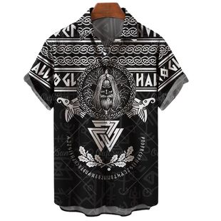 印花短袖 sleeved shirt个性 short 衬衫 Personalized 男士 printed