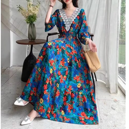 Bohemian beach dress, eldest son碎花波西米亚大摆沙滩裙长子