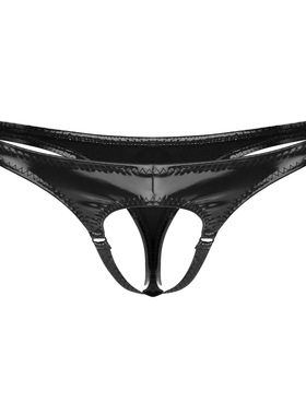 Solid color open cut hollow tight thong 开档镂空紧身丁字裤男