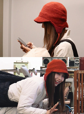 韩国新款护耳雷锋帽女冬季显脸小加绒防寒雪地保暖飞行帽红色帽子