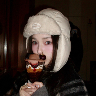 韩国飞行雷锋帽子女冬季 加厚防风雪地可爱毛绒棉帽防寒保暖护耳帽