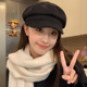 黑色八角帽子女2025新款 画家报童帽大头围鸭舌贝雷帽 显脸小秋冬季