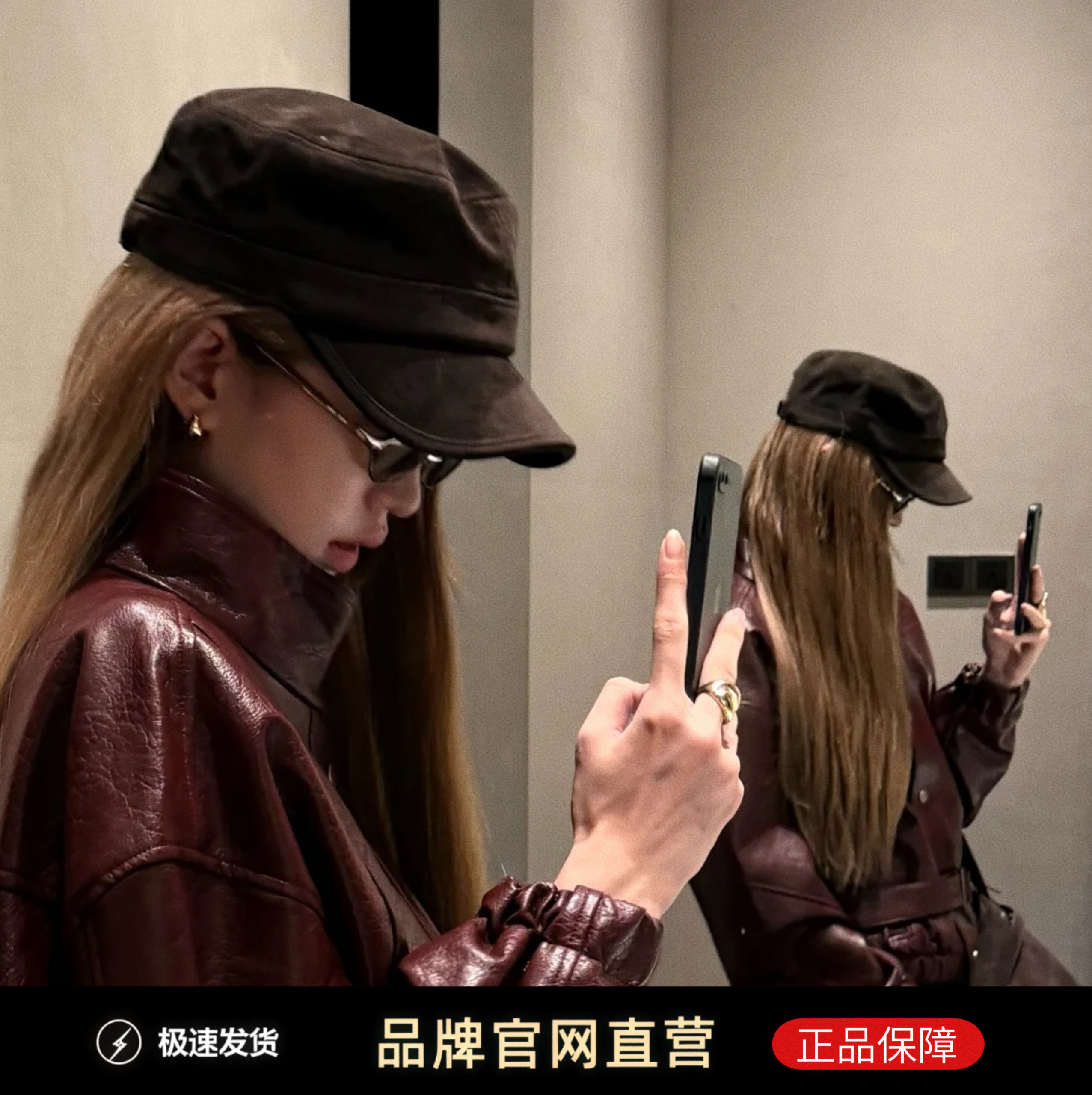 韩国棕色马术报童帽子鸭舌贝雷帽图片