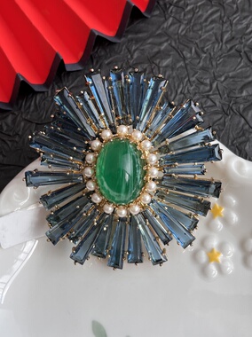 【任四月中古首饰】美国设计师jarin蓝色ruffle  Vintage中古首饰