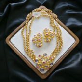 Avon华丽粉紫套装 任四月复古首饰 Vintage中古首饰