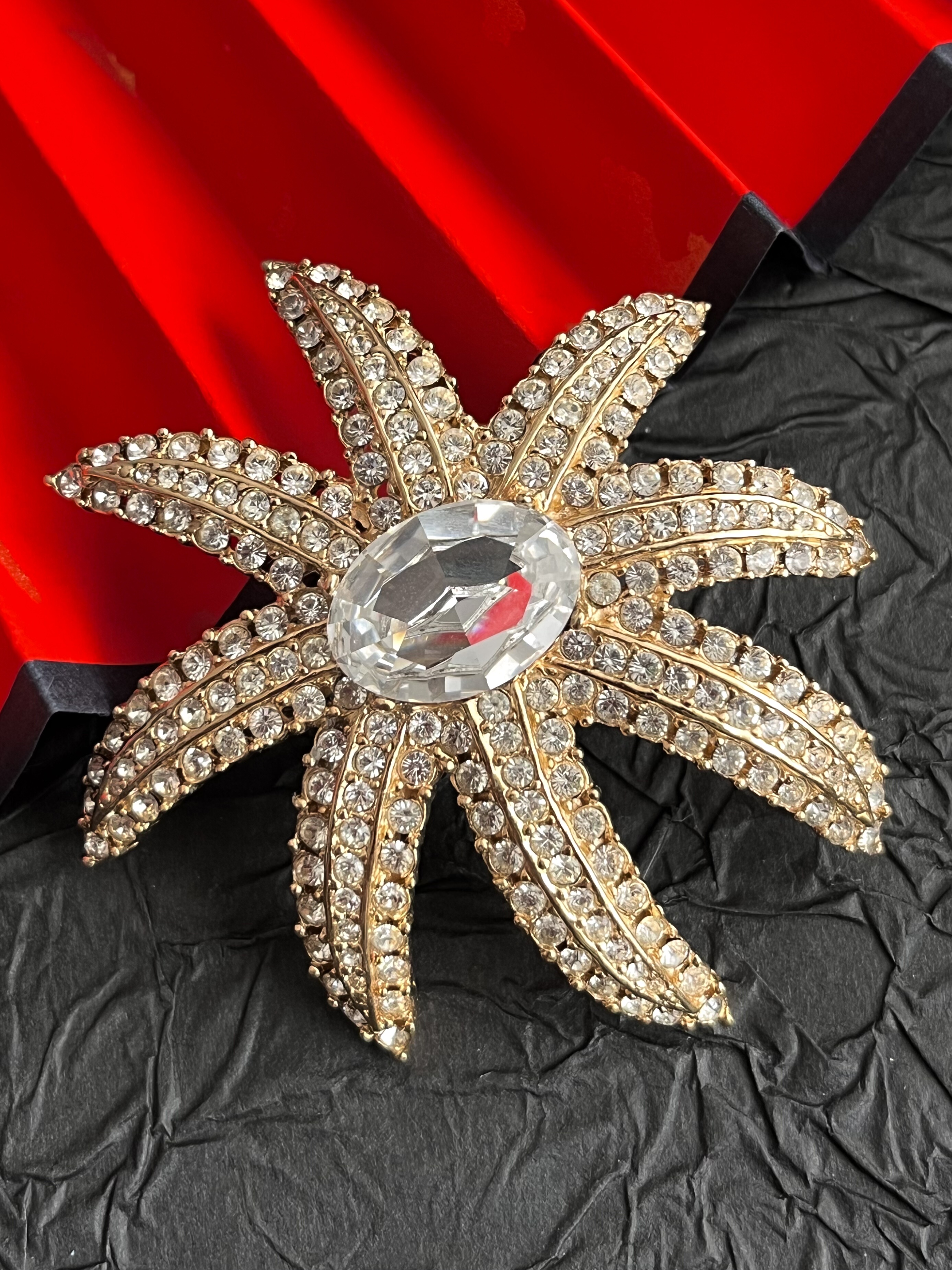 【【任四月中古首饰】Ciner满镶莱茵石海星胸针 Vintage中古首饰