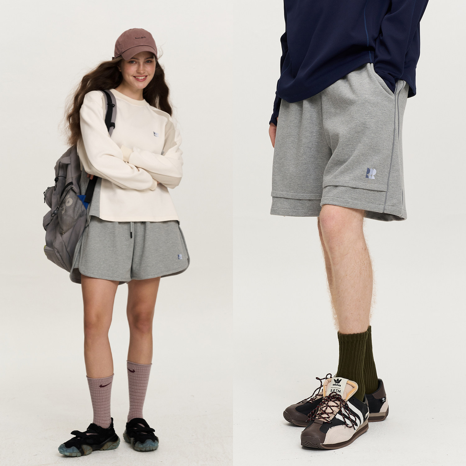 icree华夫格纯色短裤男女 户外运动休闲五分裤针织中裤沙滩裤情侣,女装/女士精品,休闲裤,淘宝优惠券,粉丝福利购,淘宝优惠卷