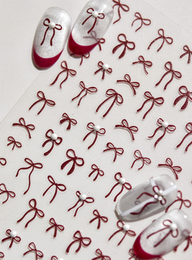 tomoni晶钻美甲贴纸 爆款日系文具手机美甲指甲贴红色蝴蝶结4810