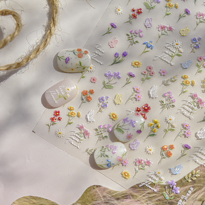 tomoni贝壳光美甲贴纸 爆款日系文具手机美甲指甲贴蝴蝶野花4543