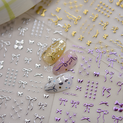 tomoni烫金美甲贴纸 爆款日系文具手机美甲指甲贴小蝴蝶结4559