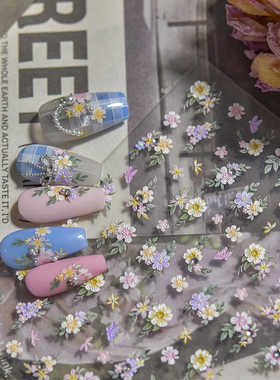 tomoni晶钻美甲贴纸 diy爆款日系复古美甲指甲贴紫色花园饰品5091