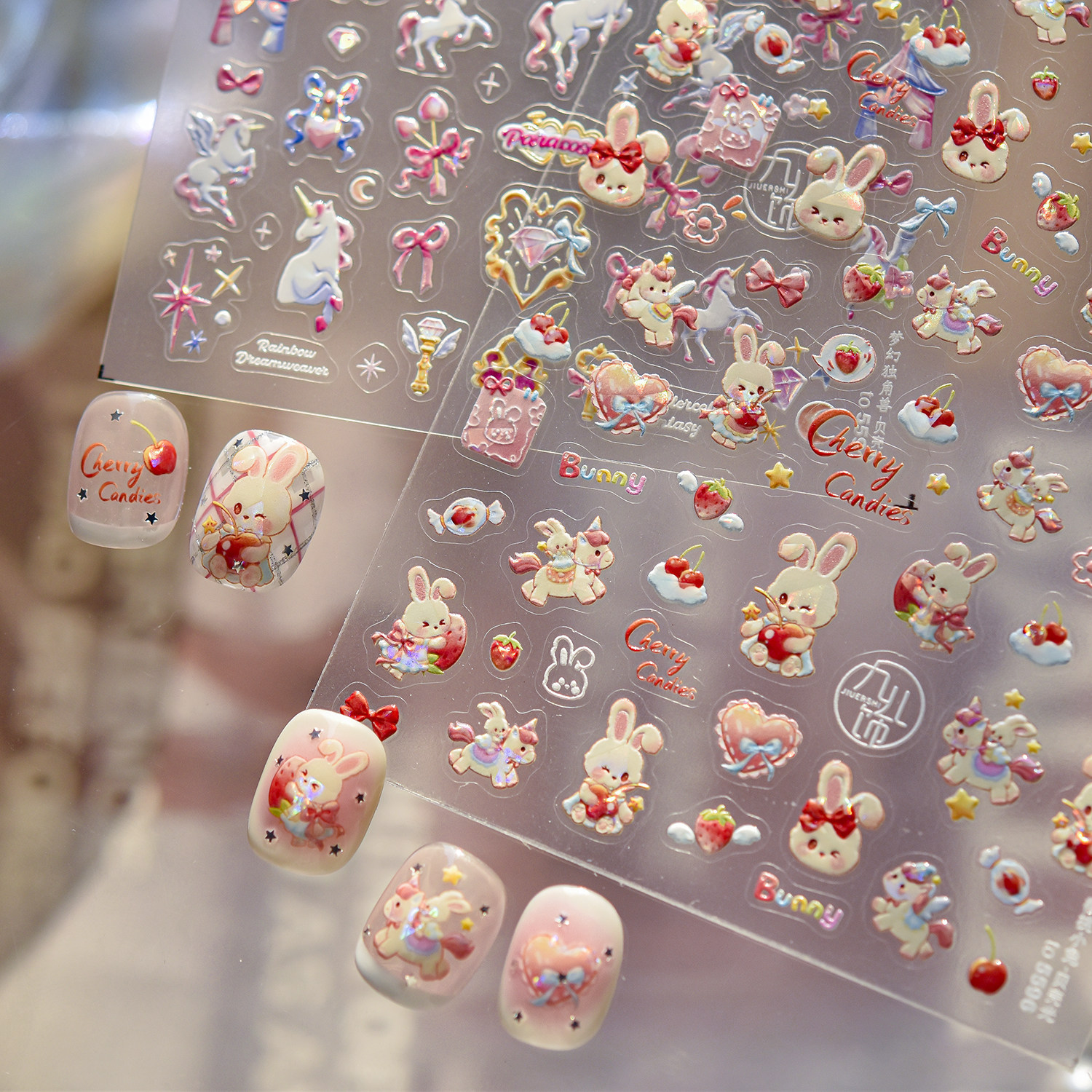 tomoni贝壳光美甲贴纸 爆款欧美可爱指甲贴樱桃小兔装饰贴纸5591,彩妆/香水/美妆工具,美甲工具,淘宝优惠券,粉丝福利购,淘宝优惠卷