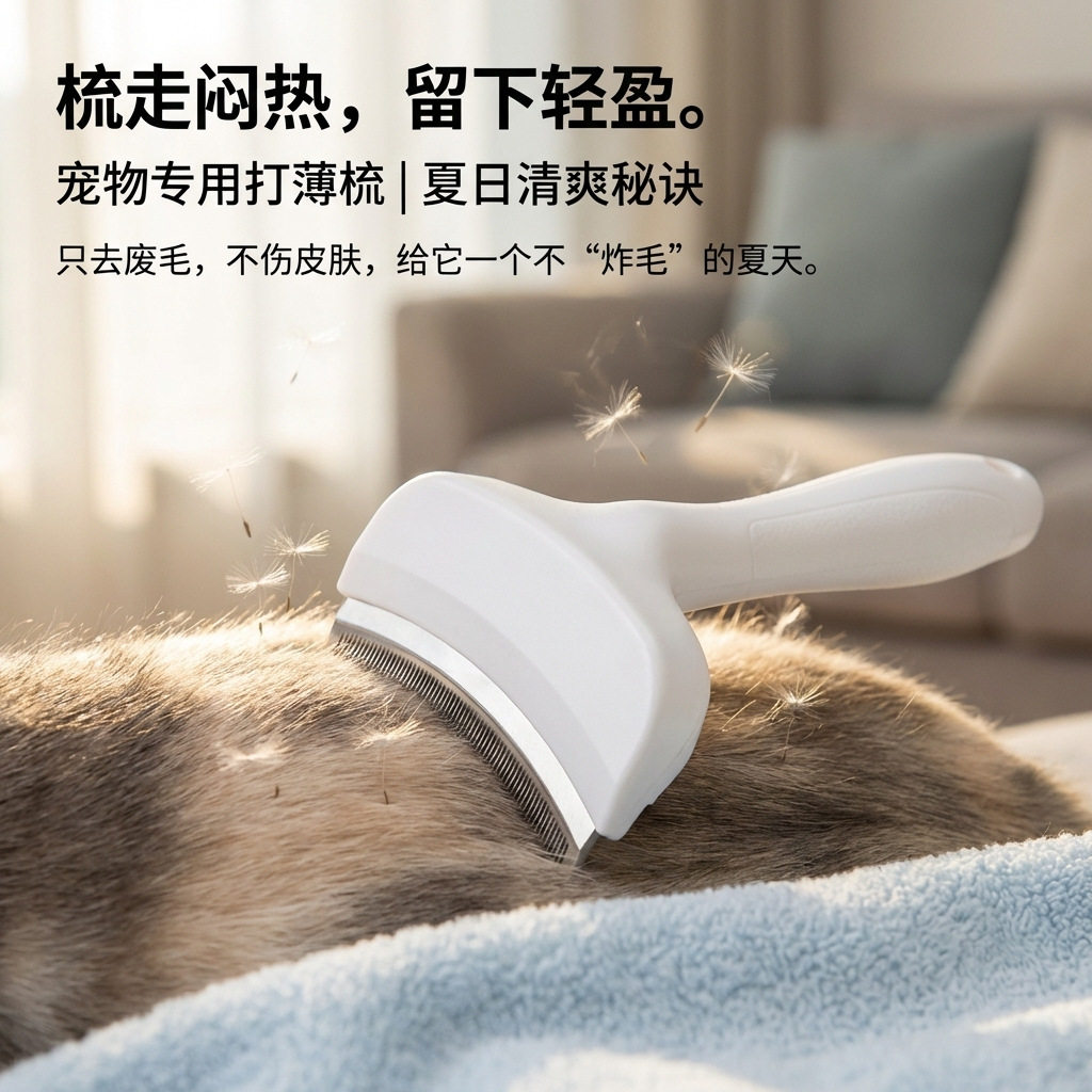 猫梳子去浮毛梳毛撸猫理长毛用宠物猫咪去底绒刷狗狗毛打薄器