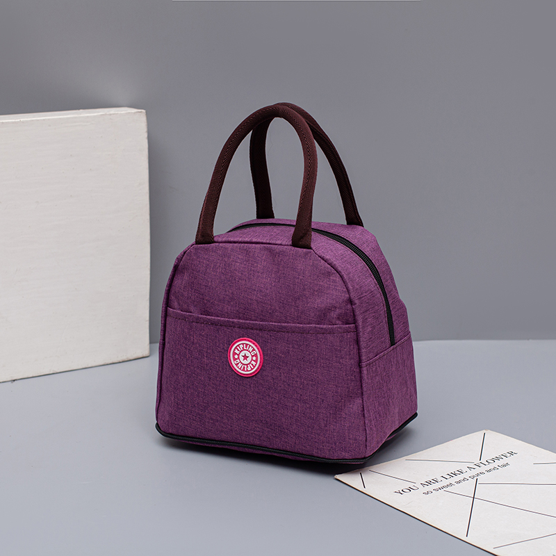 女包防水加厚帆布便当饭盒袋韩版百搭手提包妈咪包简约牛仔便当包