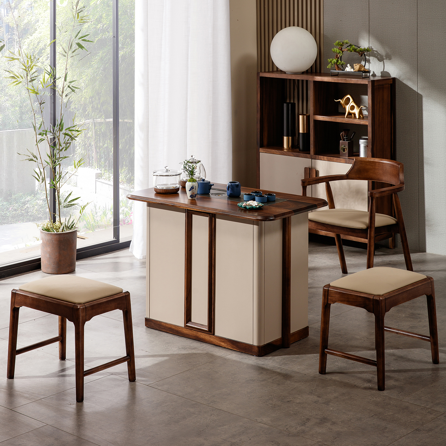 家用阳台小茶桌超大储物泡茶台