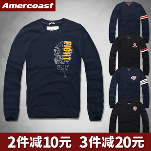 打底衫 美洲海岸af长袖 休闲纯棉上衣印花圆领男款 t恤春秋季 潮 男士