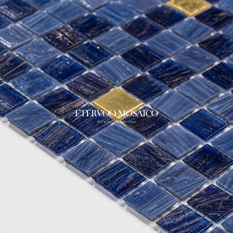 蓝色别墅浴室厨房玻璃马赛克瓷砖