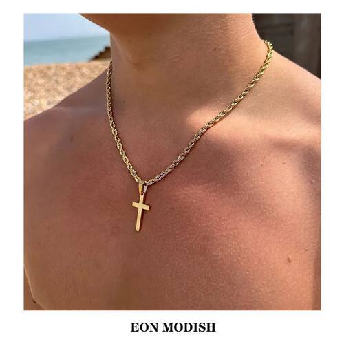 Eon Modish 欧美嘻哈潮流不锈钢热销男士麻花链十字架吊坠