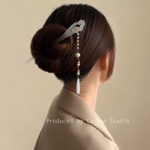 中式发簪古风簪子步摇流苏发钗吊坠坠子国风头饰仿玉簪汉服发饰女