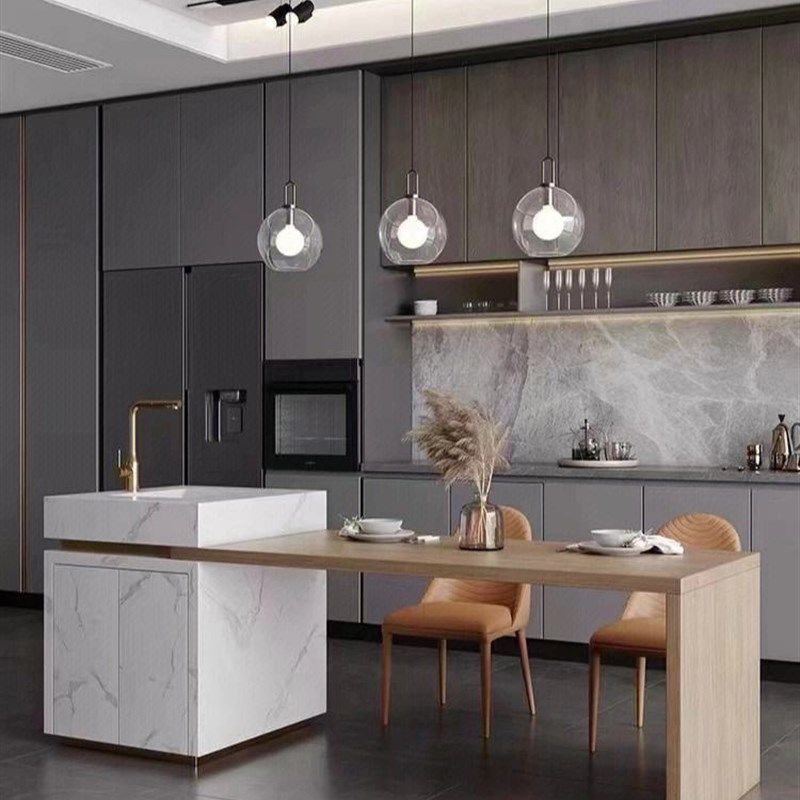 天御名柜全屋定制  现代轻奢开放式厨房岛台吧台西厨定制柜体橱柜