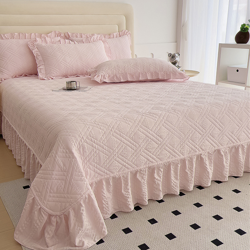2024新款泡泡棉花边床盖单件榻榻米炕盖单加厚床单三件套四季通用