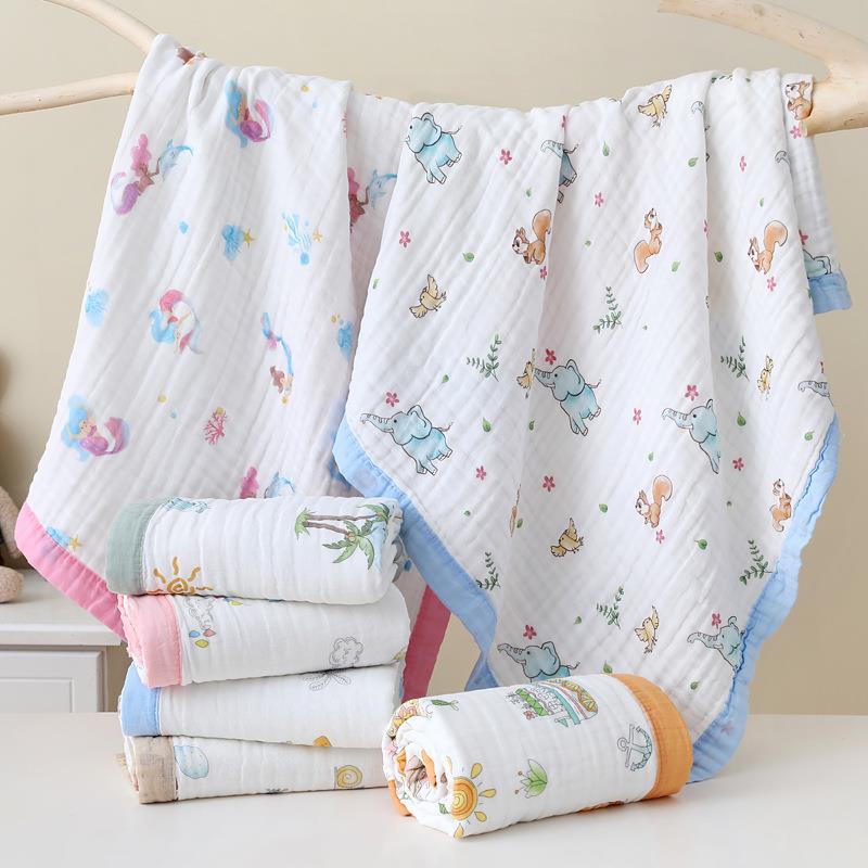 宝宝外出小毯子婴儿纱布全棉六层浴巾新生儿童被推车Y毯午睡夏凉