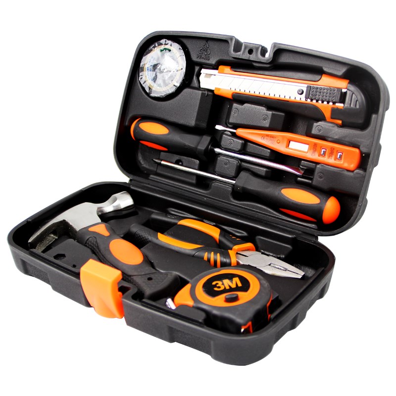 勒塔9件套c家用工具套装螺丝刀钳子锤子卷尺维修工具箱组套CS621